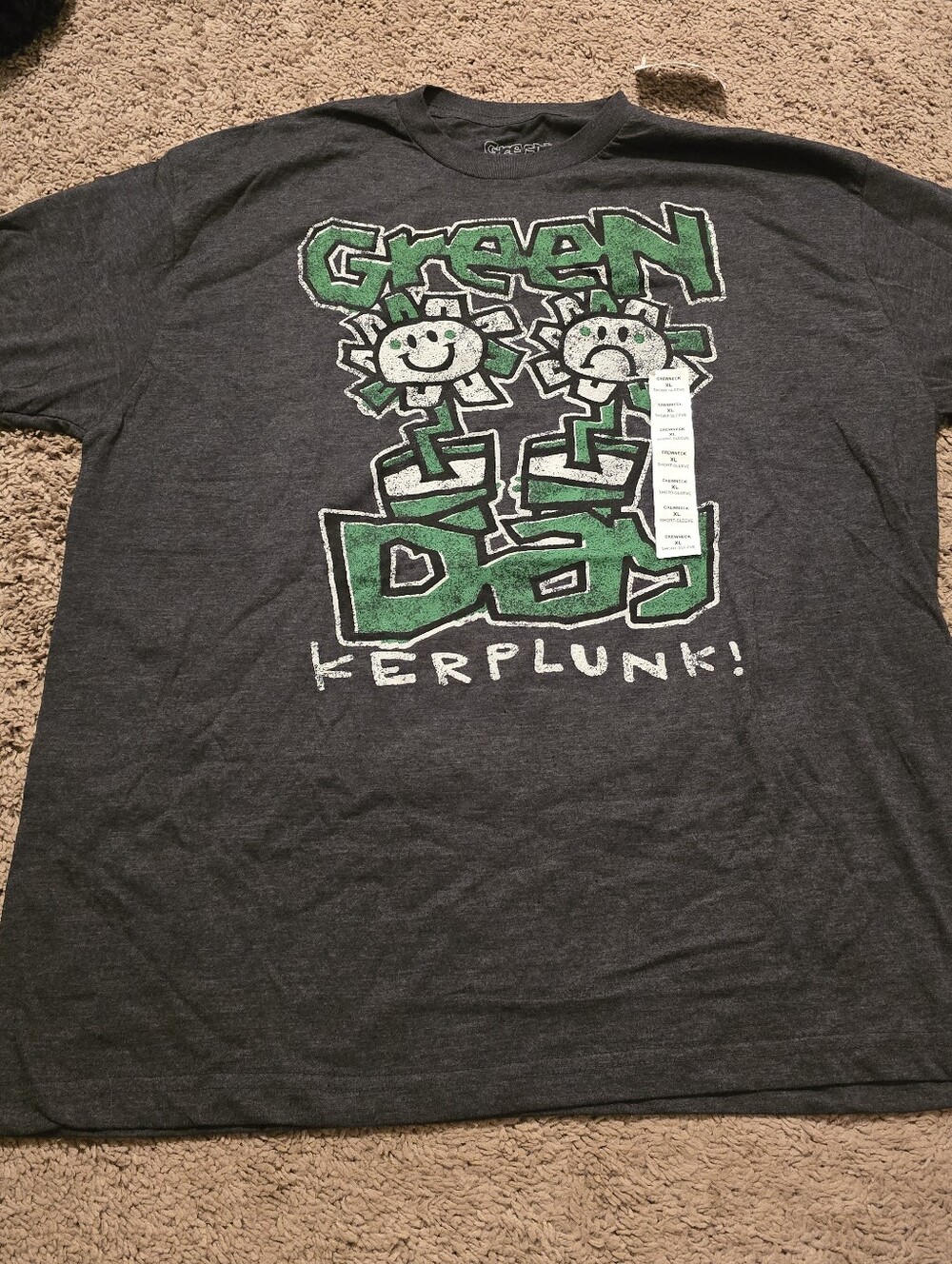 NWT Green Day Kerplunk Graphic T-Shirt Men's XL Charcoal Heather Gray